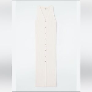 Women's White Buttoned Rib-knit Maxi Dress